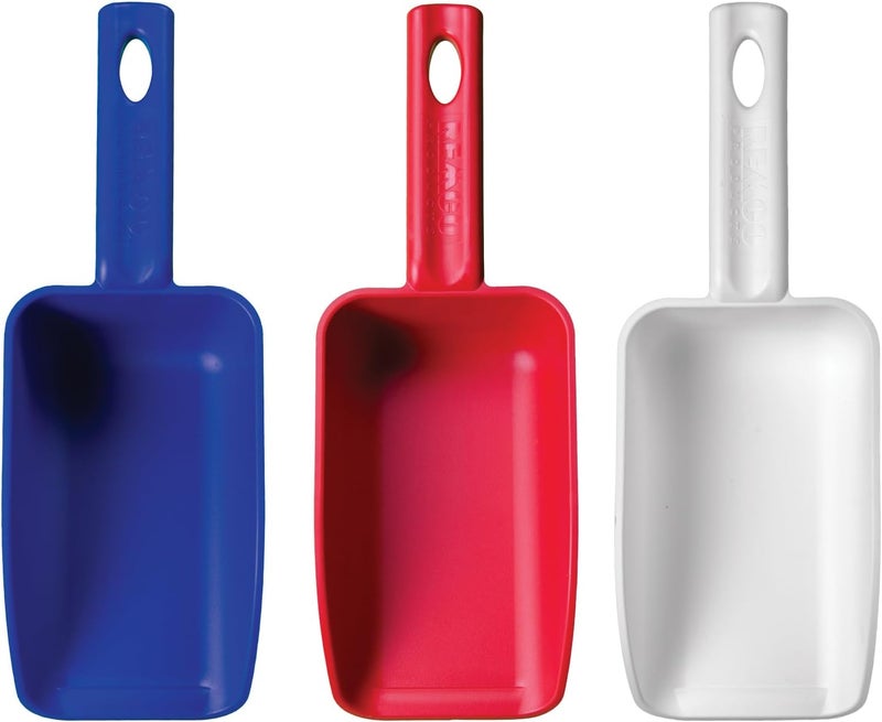 Remco - A Vikan Company 3 pk Color-Coded Plastic Hand Scoop - BPA-Free, Food-Safe Scooper, Commercial-Grade Utensils, Restaurant and Food Service Supplies, 16-Ounce Size, Red/White/Blue - Image 2